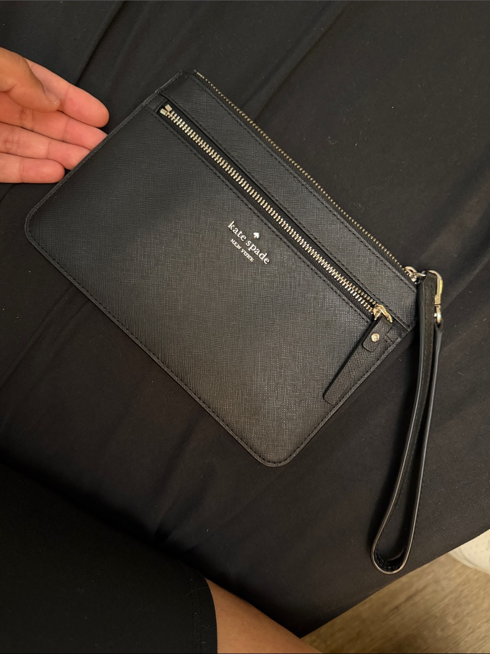 kate spade Black Saffiano Leather Wristlet Clutch